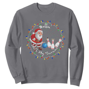 Rollin With My Snowmies Sweatshirt Bowling Xmas Gift TS12 Charcoal Print Your Wear