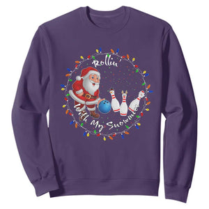 Rollin With My Snowmies Sweatshirt Bowling Xmas Gift TS12 Purple Print Your Wear