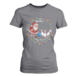 Rollin With My Snowmies T Shirt For Women Bowling Xmas Gift TS12 Charcoal Print Your Wear
