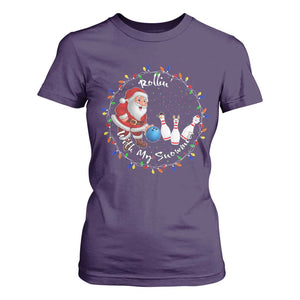 Rollin With My Snowmies T Shirt For Women Bowling Xmas Gift TS12 Purple Print Your Wear