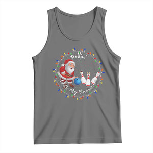 Rollin With My Snowmies Tank Top Bowling Xmas Gift TS12 Black Heather Print Your Wear