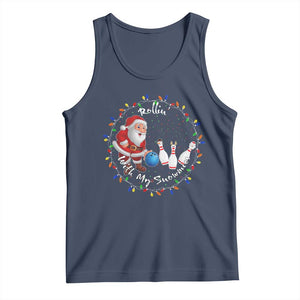 Rollin With My Snowmies Tank Top Bowling Xmas Gift TS12 Navy Print Your Wear