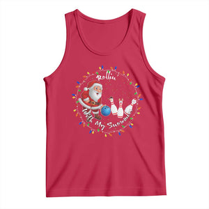 Rollin With My Snowmies Tank Top Bowling Xmas Gift TS12 Red Print Your Wear