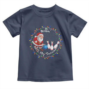 Rollin With My Snowmies Toddler T Shirt Bowling Xmas Gift TS12 Navy Print Your Wear