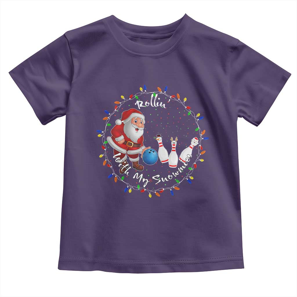 Rollin With My Snowmies Toddler T Shirt Bowling Xmas Gift TS12 Purple Print Your Wear