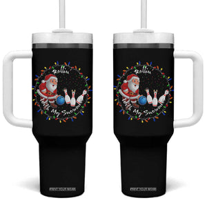 Rollin With My Snowmies Tumbler With Handle Bowling Xmas Gift TS12 One Size: 40 oz Black Print Your Wear