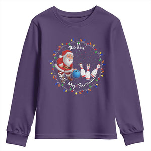 Rollin With My Snowmies Youth Sweatshirt Bowling Xmas Gift TS12 Purple Print Your Wear