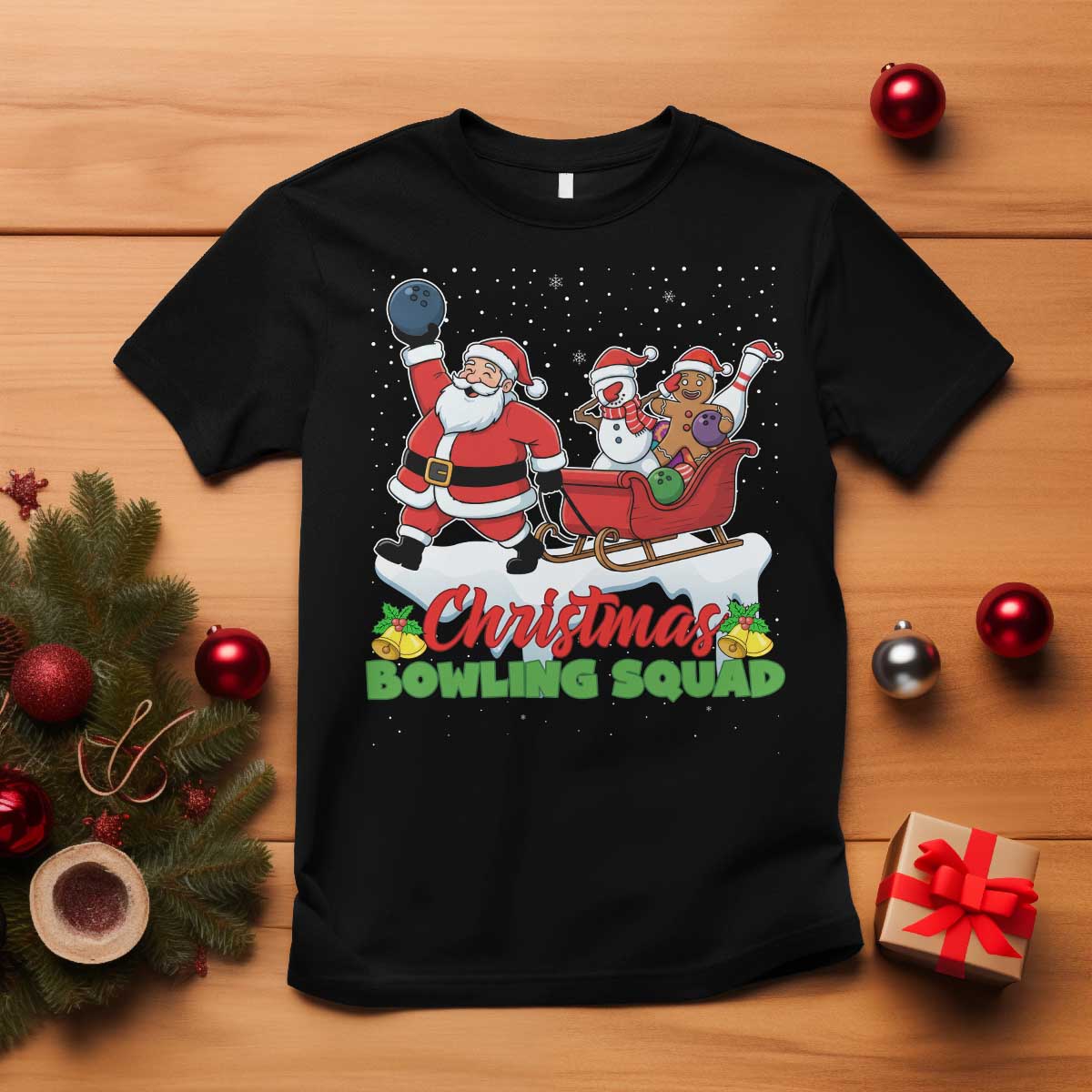 Christmas Bowling Squad T Shirt Funny Holiday Bowler TS12 Black Print Your Wear