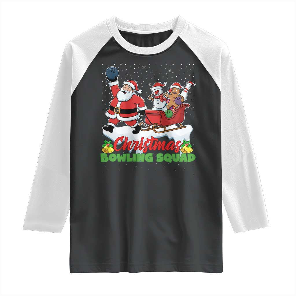Christmas Bowling Squad Raglan Shirt Funny Holiday Bowler TS12 Black White Print Your Wear