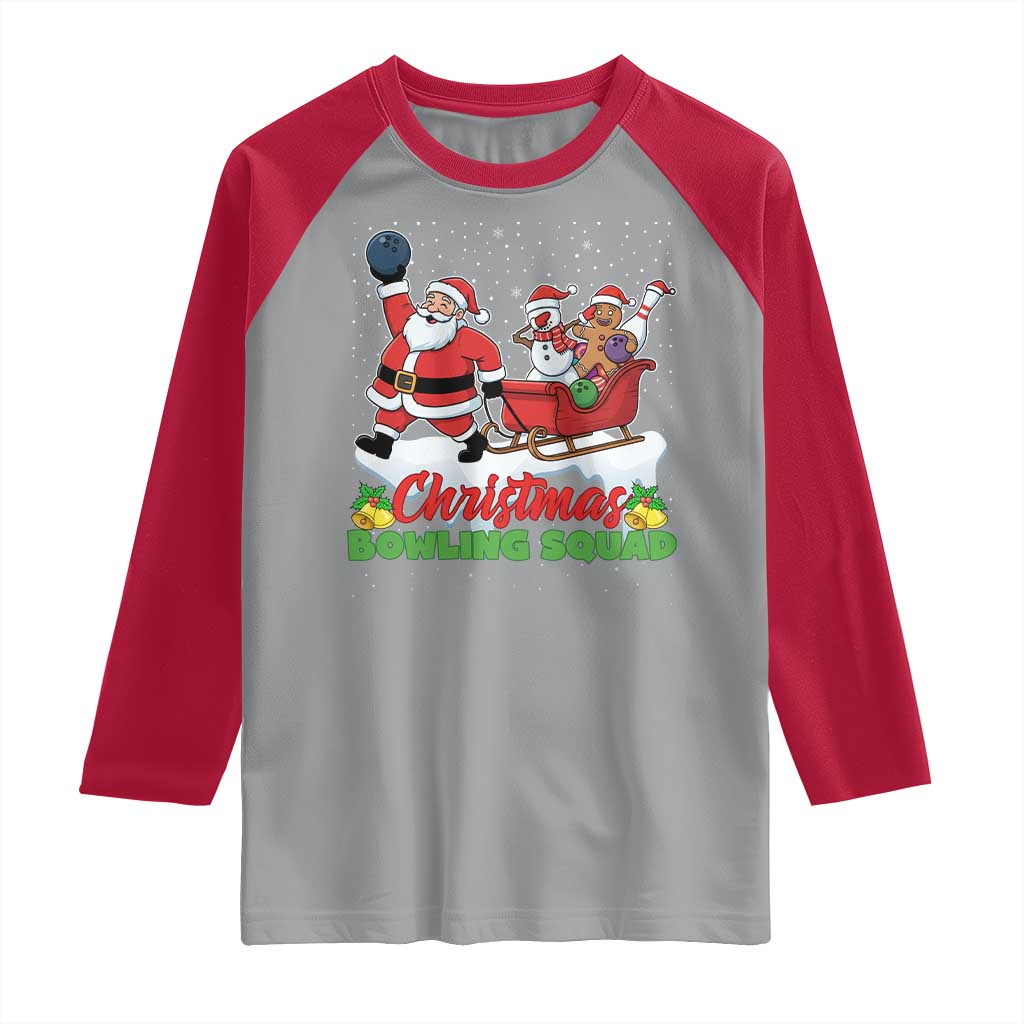 Christmas Bowling Squad Raglan Shirt Funny Holiday Bowler TS12 Sport Gray Red Print Your Wear