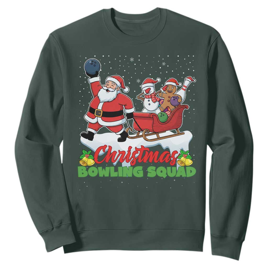 Christmas Bowling Squad Sweatshirt Funny Holiday Bowler TS12 Dark Forest Green Print Your Wear