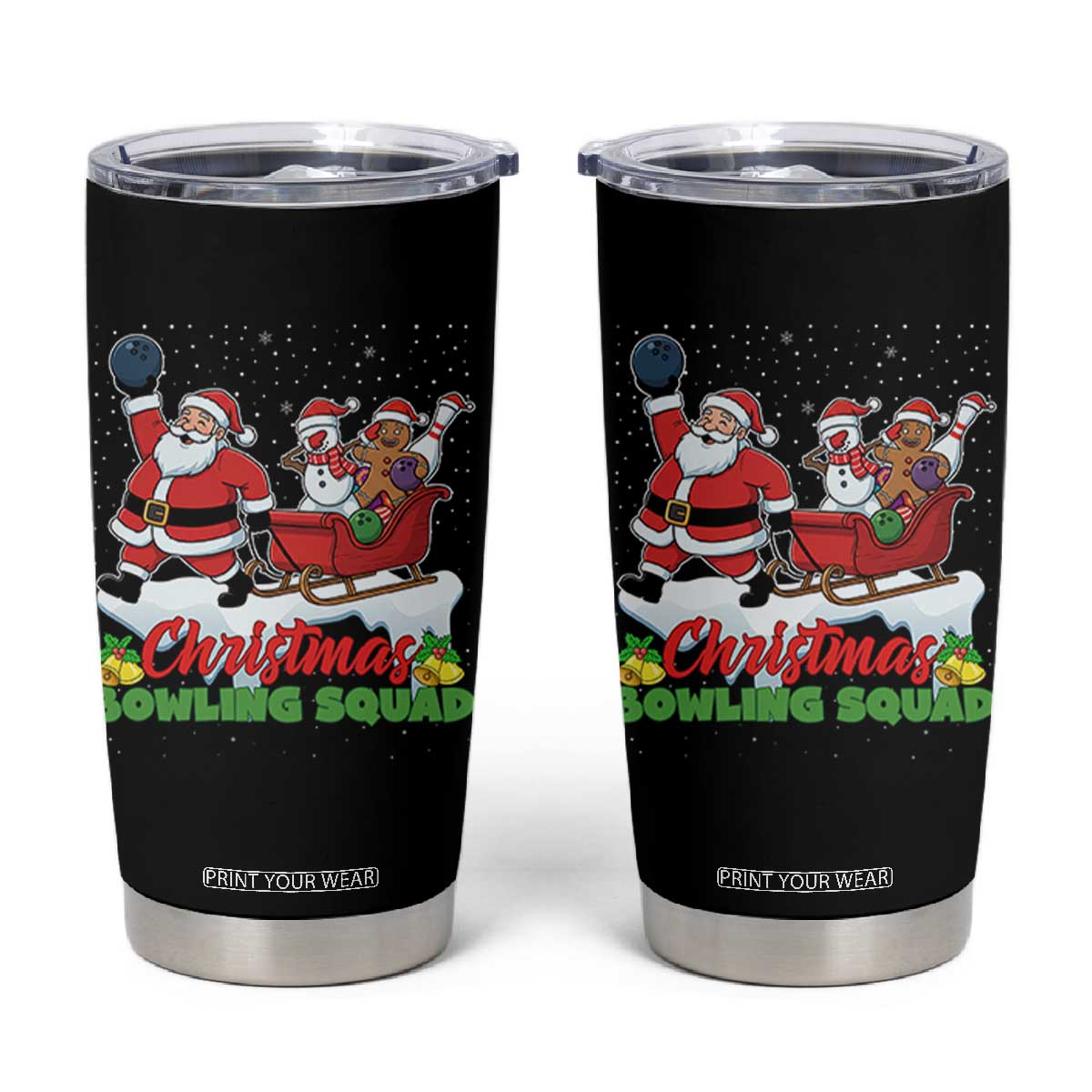 Christmas Bowling Squad Tumbler Cup Funny Holiday Bowler TS12 Black Print Your Wear