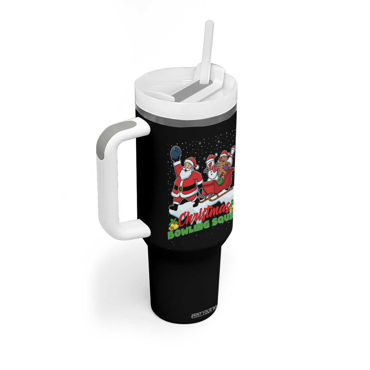 Christmas Bowling Squad Tumbler With Handle Funny Holiday Bowler TS12 Print Your Wear