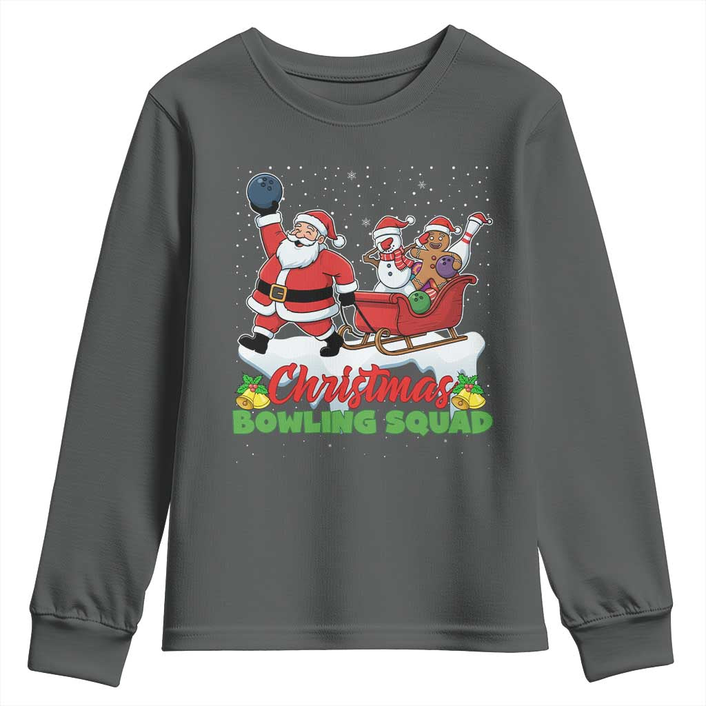 Christmas Bowling Squad Youth Sweatshirt Funny Holiday Bowler TS12 Dark Heather Print Your Wear