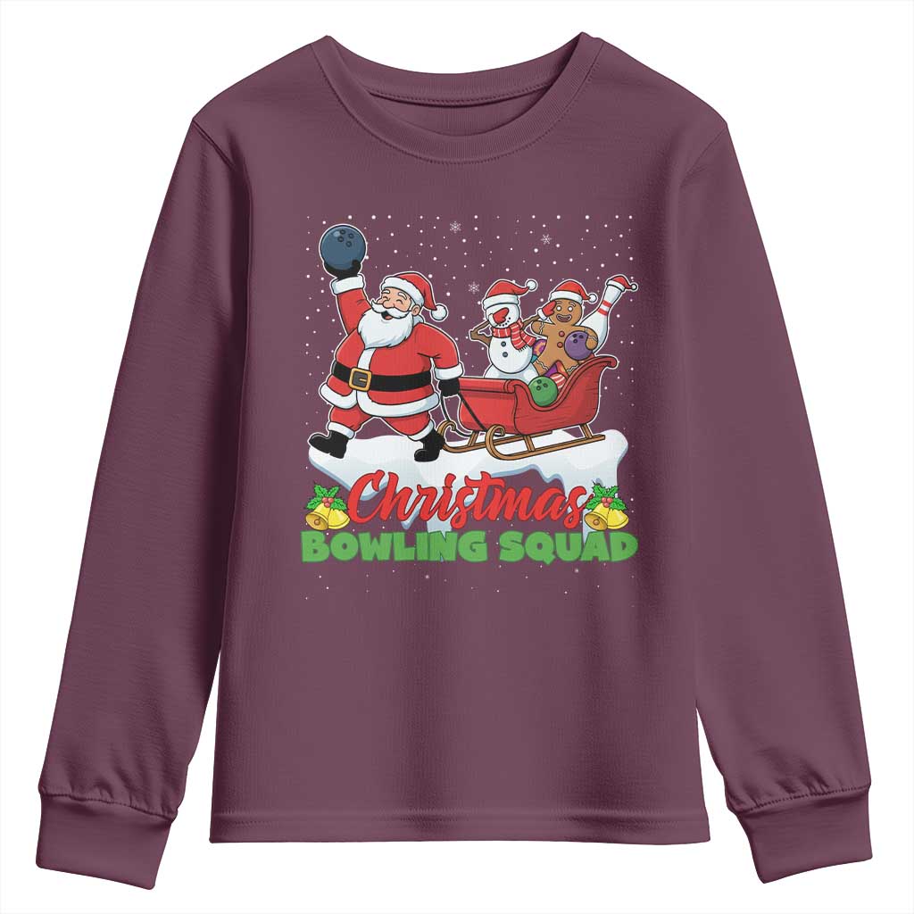 Christmas Bowling Squad Youth Sweatshirt Funny Holiday Bowler TS12 Maroon Print Your Wear