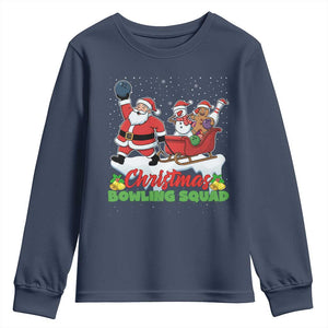 Christmas Bowling Squad Youth Sweatshirt Funny Holiday Bowler TS12 Navy Print Your Wear