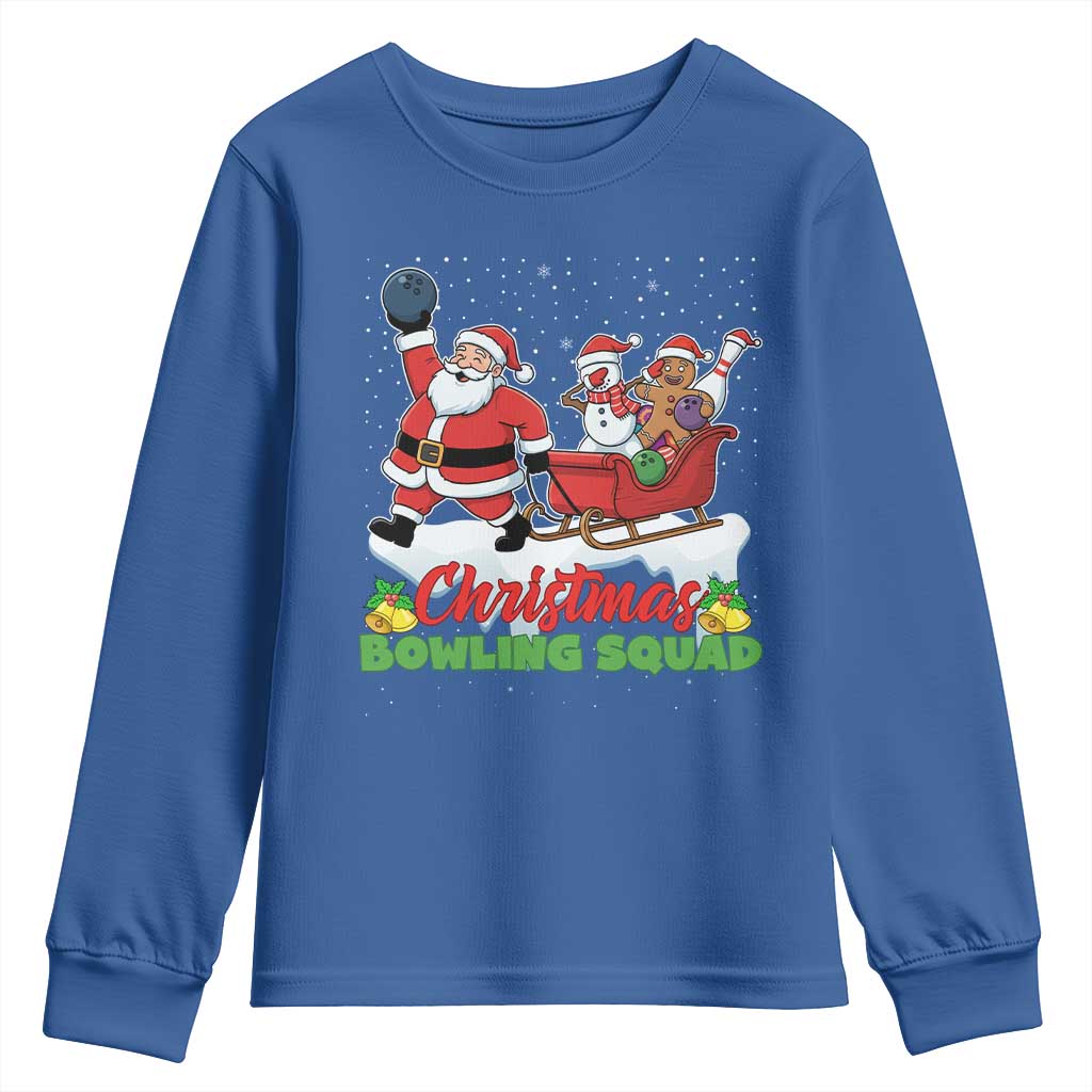 Christmas Bowling Squad Youth Sweatshirt Funny Holiday Bowler TS12 Royal Blue Print Your Wear