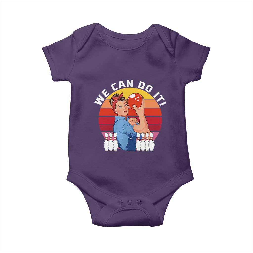 Feminist Bowling Baby Onesie We Can Do It TS12 Purple Print Your Wear