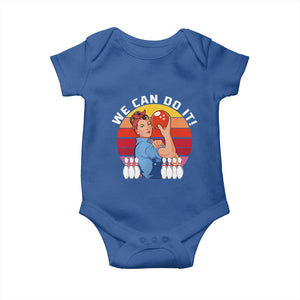 Feminist Bowling Baby Onesie We Can Do It TS12 Royal Blue Print Your Wear