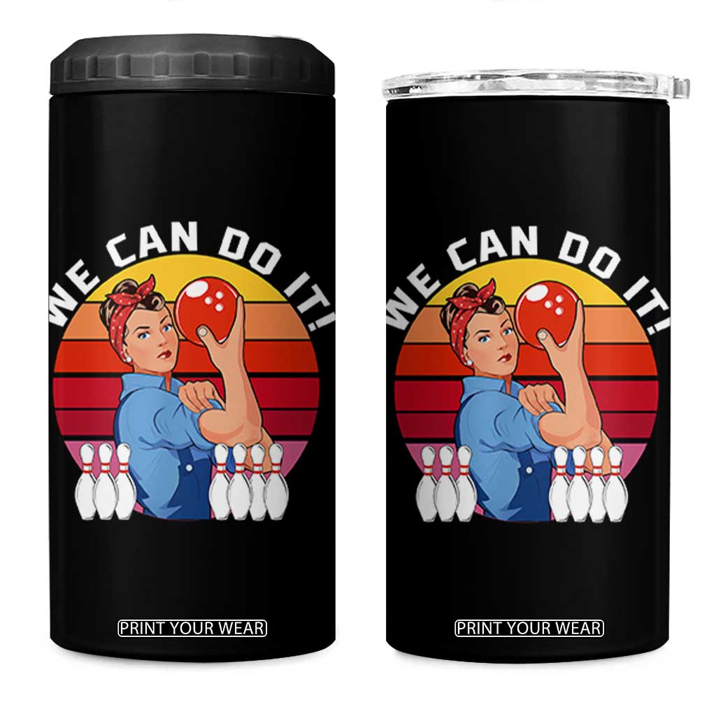 Feminist Bowling 4 in 1 Can Cooler Tumbler We Can Do It TS12 One Size: 16 oz Black Print Your Wear