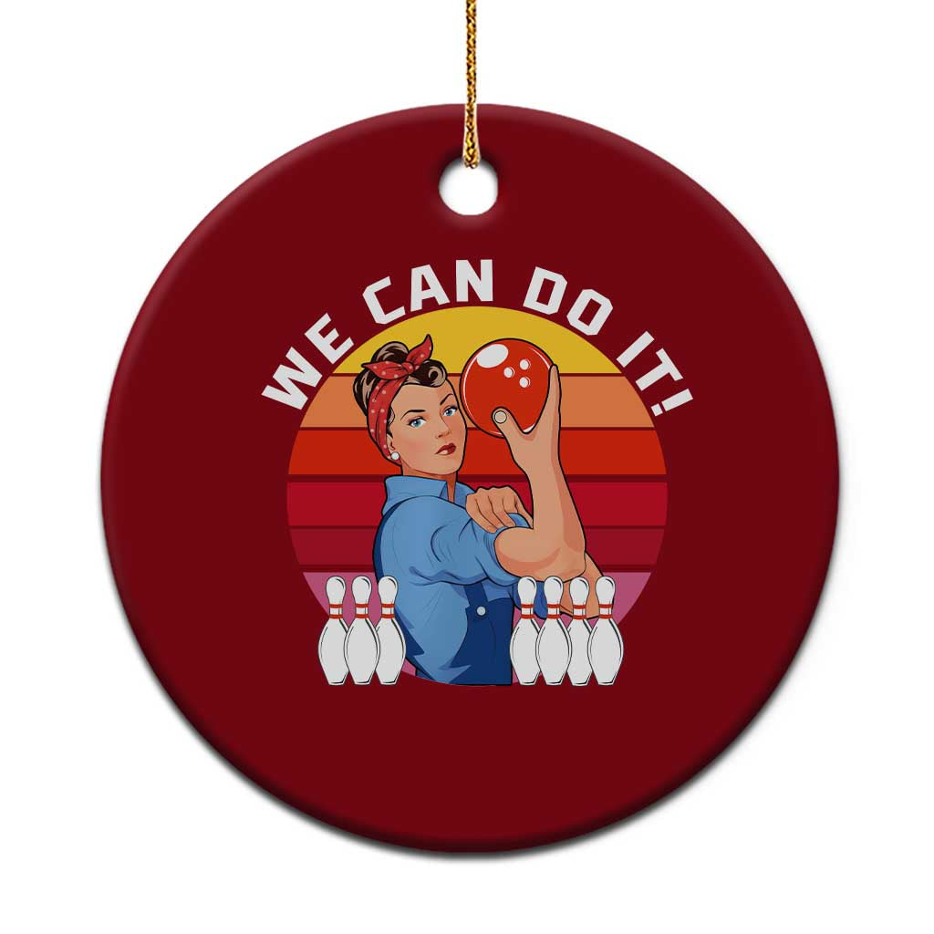 Feminist Bowling Ceramic Ornament We Can Do It TS12 1pc Red Print Your Wear