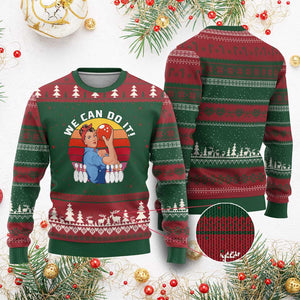 Feminist Bowling Ugly Christmas Sweater We Can Do It TS12 Red Green Print Your Wear