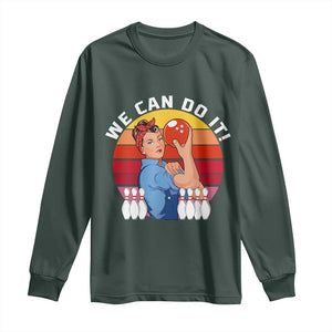 Feminist Bowling Long Sleeve Shirt We Can Do It TS12 Dark Forest Green Print Your Wear