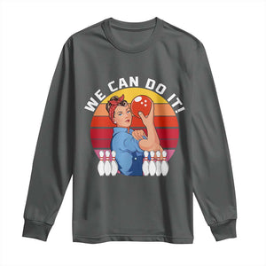 Feminist Bowling Long Sleeve Shirt We Can Do It TS12 Dark Heather Print Your Wear