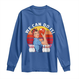 Feminist Bowling Long Sleeve Shirt We Can Do It TS12 Royal Blue Print Your Wear