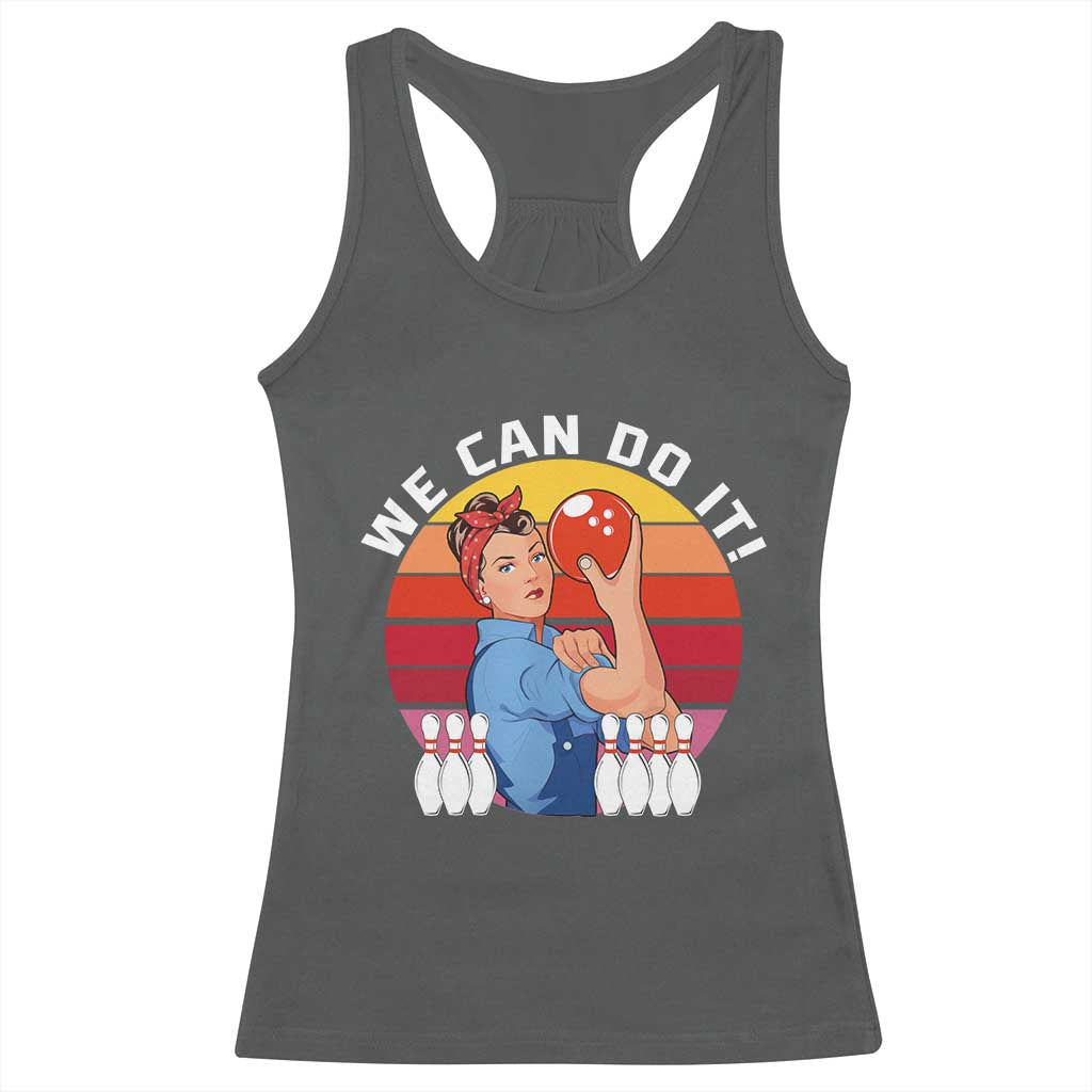 Feminist Bowling Racerback Tank Top We Can Do It TS12 Dark Heather Print Your Wear