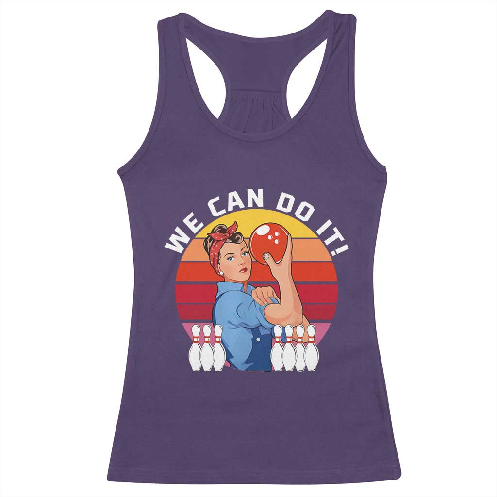Feminist Bowling Racerback Tank Top We Can Do It TS12 Purple Print Your Wear