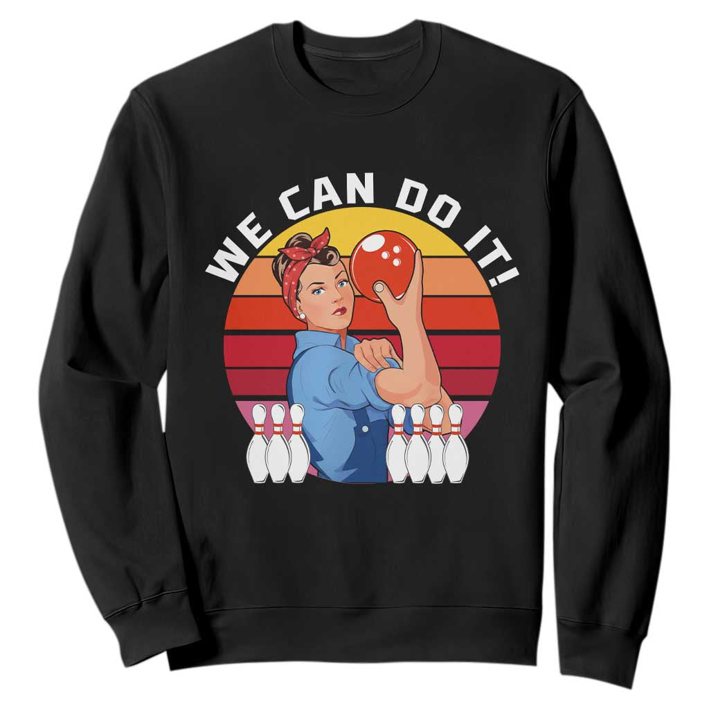 Feminist Bowling Sweatshirt We Can Do It TS12 Black Print Your Wear