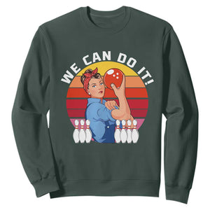 Feminist Bowling Sweatshirt We Can Do It TS12 Dark Forest Green Print Your Wear