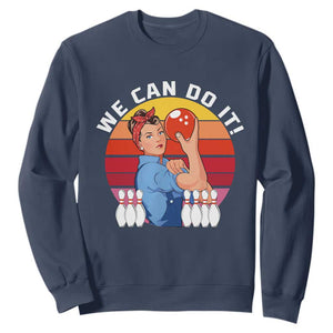 Feminist Bowling Sweatshirt We Can Do It TS12 Navy Print Your Wear