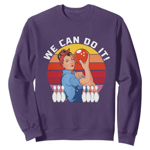 Feminist Bowling Sweatshirt We Can Do It TS12 Purple Print Your Wear