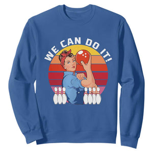 Feminist Bowling Sweatshirt We Can Do It TS12 Royal Blue Print Your Wear