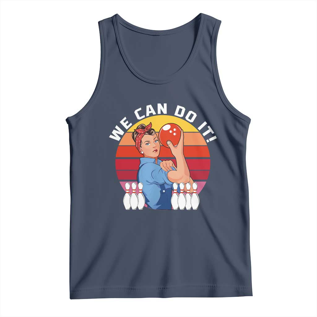 Feminist Bowling Tank Top We Can Do It TS12 Navy Print Your Wear