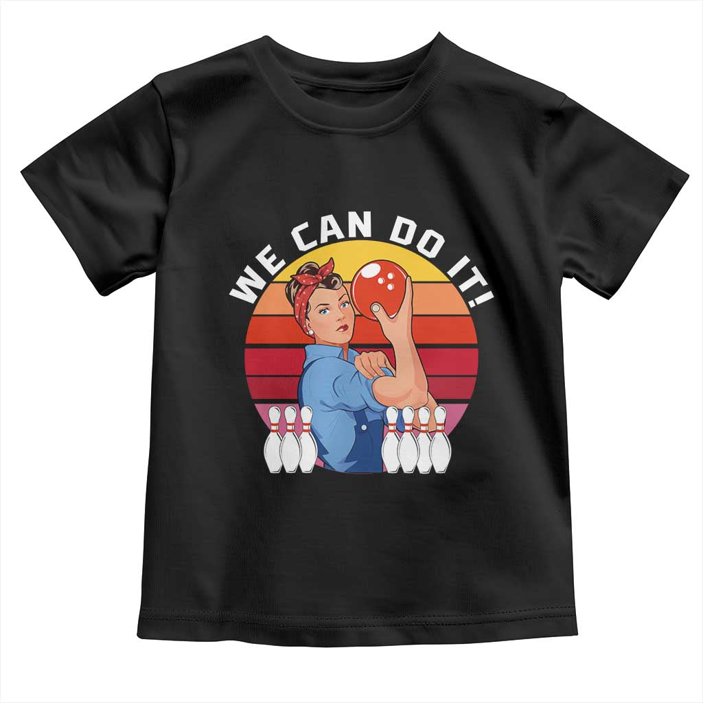 Feminist Bowling Toddler T Shirt We Can Do It TS12 Black Print Your Wear