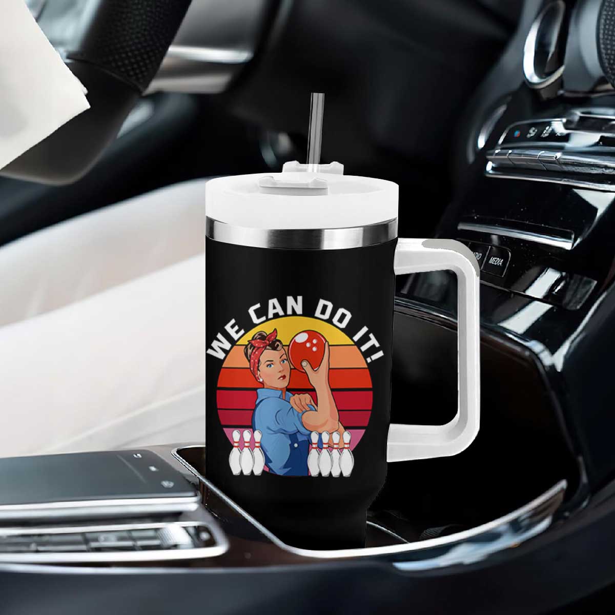 Feminist Bowling Tumbler With Handle We Can Do It TS12 Print Your Wear