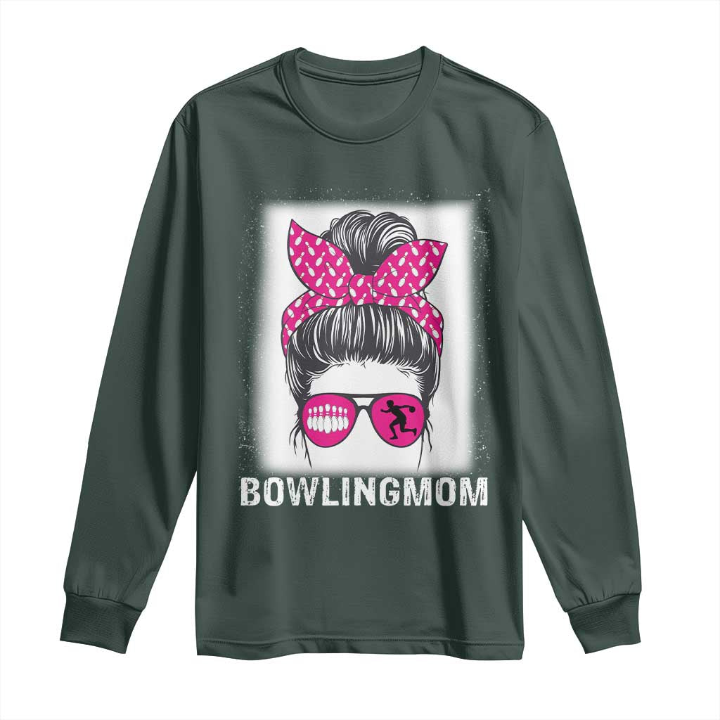 Bowling Mom Life Long Sleeve Shirt Funny Bowler Gift TS12 Dark Forest Green Print Your Wear