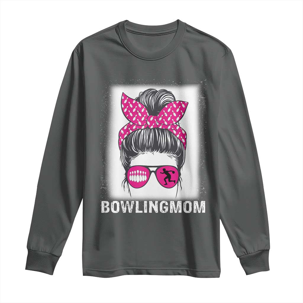 Bowling Mom Life Long Sleeve Shirt Funny Bowler Gift TS12 Dark Heather Print Your Wear