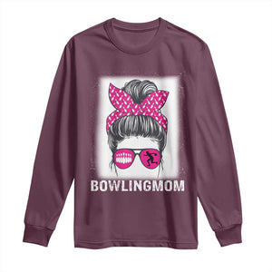 Bowling Mom Life Long Sleeve Shirt Funny Bowler Gift TS12 Maroon Print Your Wear