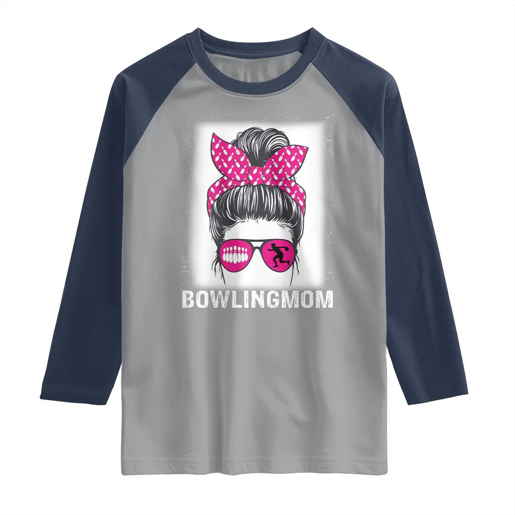 Bowling Mom Life Raglan Shirt Funny Bowler Gift TS12 Sport Gray Navy Print Your Wear