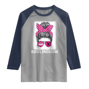 Bowling Mom Life Raglan Shirt Funny Bowler Gift TS12 Sport Gray Navy Print Your Wear