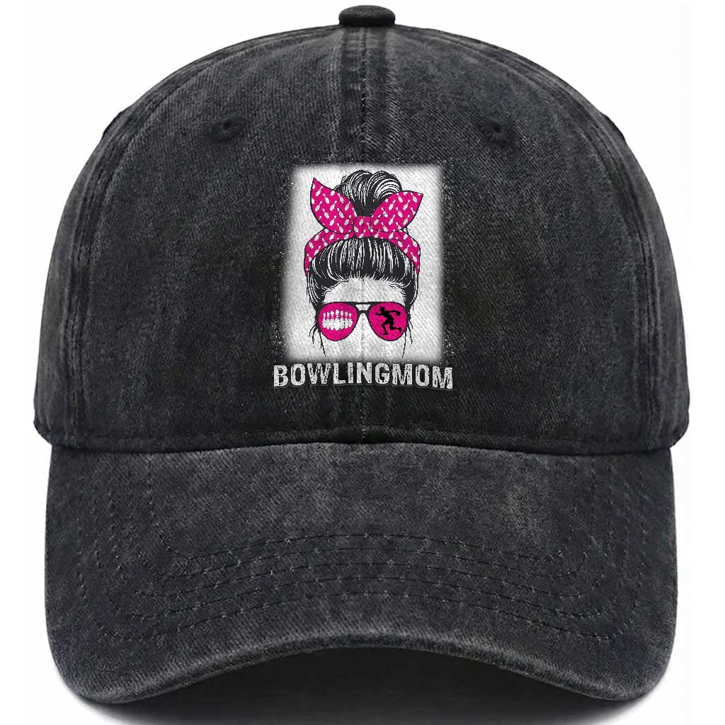 Bowling Mom Life Washed Cotton Baseball Cap Funny Bowler Gift TS12 Print Your Wear