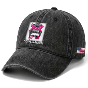 Bowling Mom Life Washed Cotton Baseball Cap Funny Bowler Gift TS12 Print Your Wear