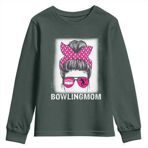 Bowling Mom Life Youth Sweatshirt Funny Bowler Gift TS12 Dark Forest Green Print Your Wear
