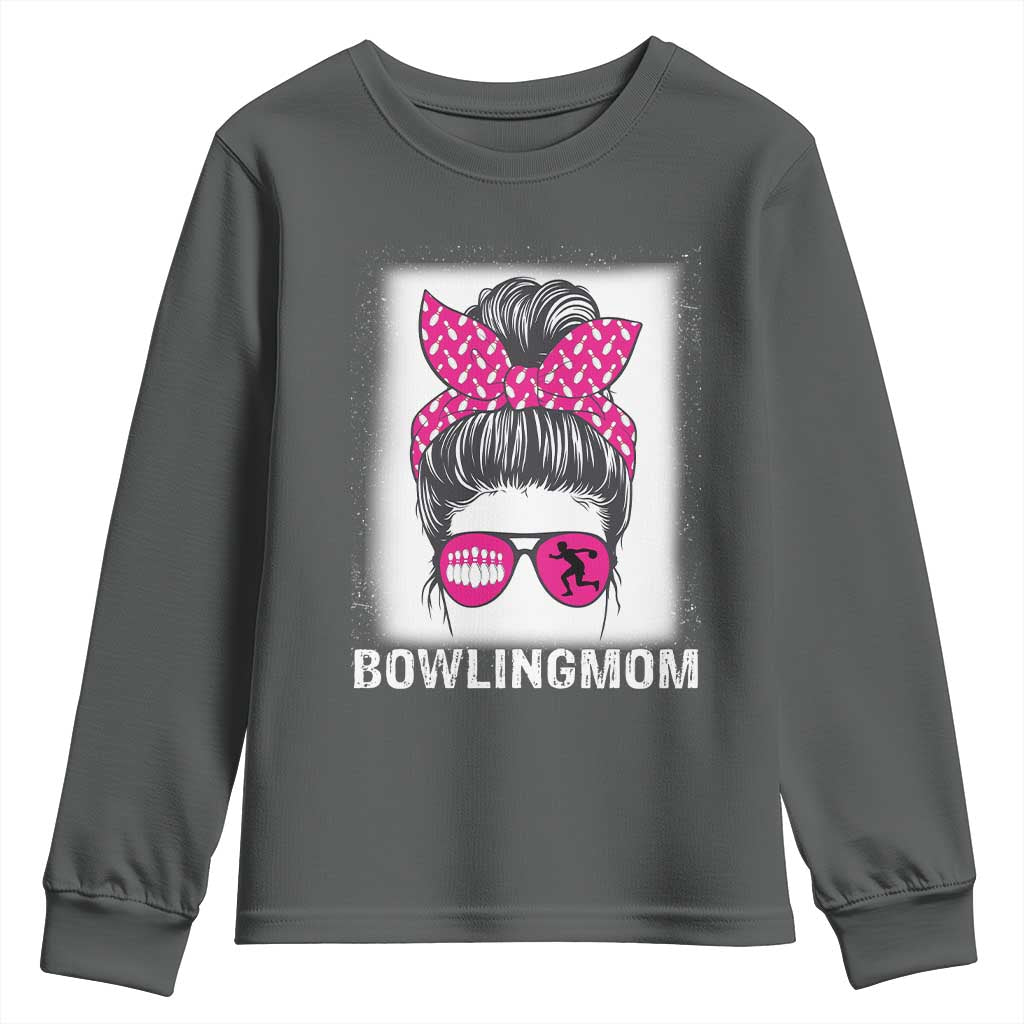 Bowling Mom Life Youth Sweatshirt Funny Bowler Gift TS12 Dark Heather Print Your Wear
