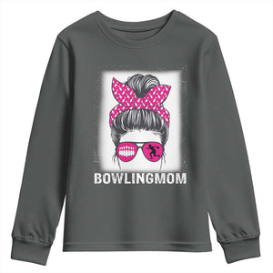 Bowling Mom Life Youth Sweatshirt Funny Bowler Gift TS12 Dark Heather Print Your Wear