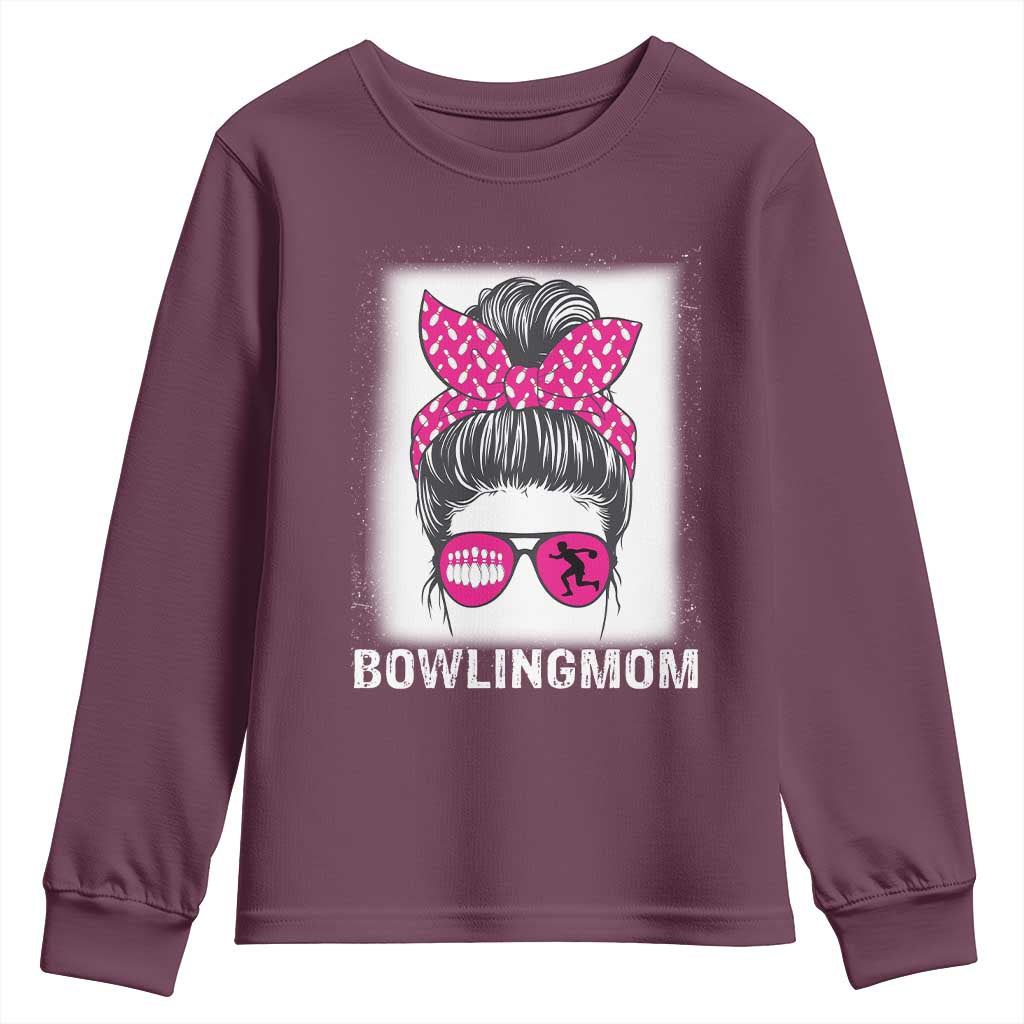 Bowling Mom Life Youth Sweatshirt Funny Bowler Gift TS12 Maroon Print Your Wear